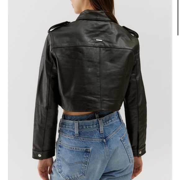 Deadwood Bella Cropped Moto Leather Jacket - Picture 4 of 8
